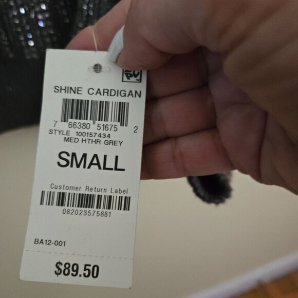 Inc International Concept NWT Shine Cardigan Sweater Gray Silver V Neck Size S - Picture 7 of 10